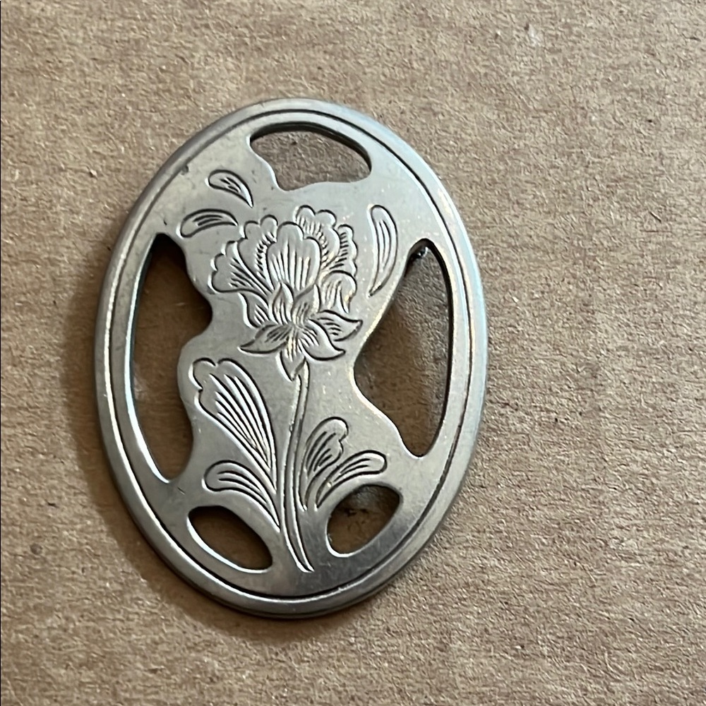 VINTAGE KIRK STIEFF SIGNED PEWTER FLORAL PIN